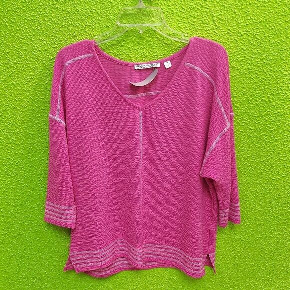 SNO SKINS Pink Boxy 3/4 Sleeve Blouse - Picture 1 of 3